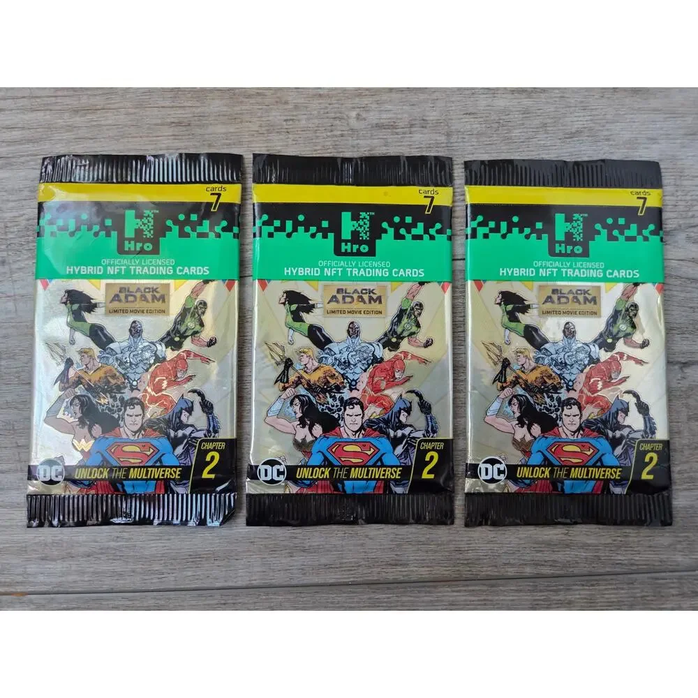 DC Hro Chapter 2 Black Adam Hybrid NFT Trading Cards 7-Card Pack Sealed Lot of 3